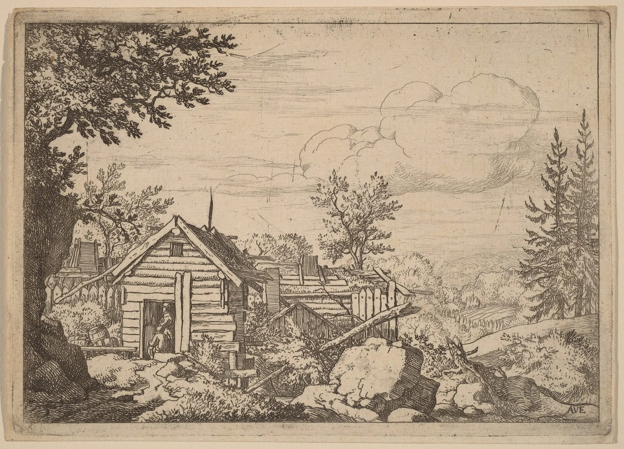 Two Men in the Doorway of a Hut, detail