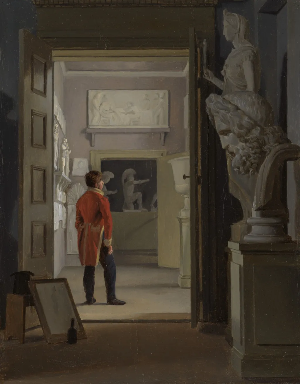 The Hall of Antiquities at Charlottenborg Palace, Copenhagen, by Adam August Müller, oil, 1830