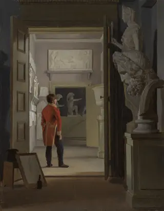 The Hall of Antiquities at Charlottenborg Palace, Copenhagen, by Adam August Müller, oil, 1830