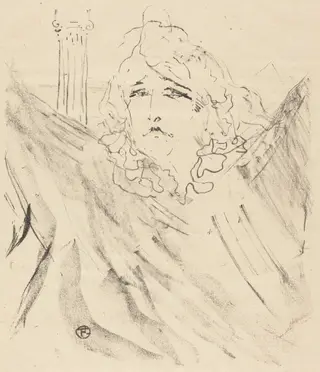 Sarah Bernhardt in "Cleopatra" (Sarah Bernhardt dans "Cléopatre"), by Henri de Toulouse-Lautrec, ink, 1896