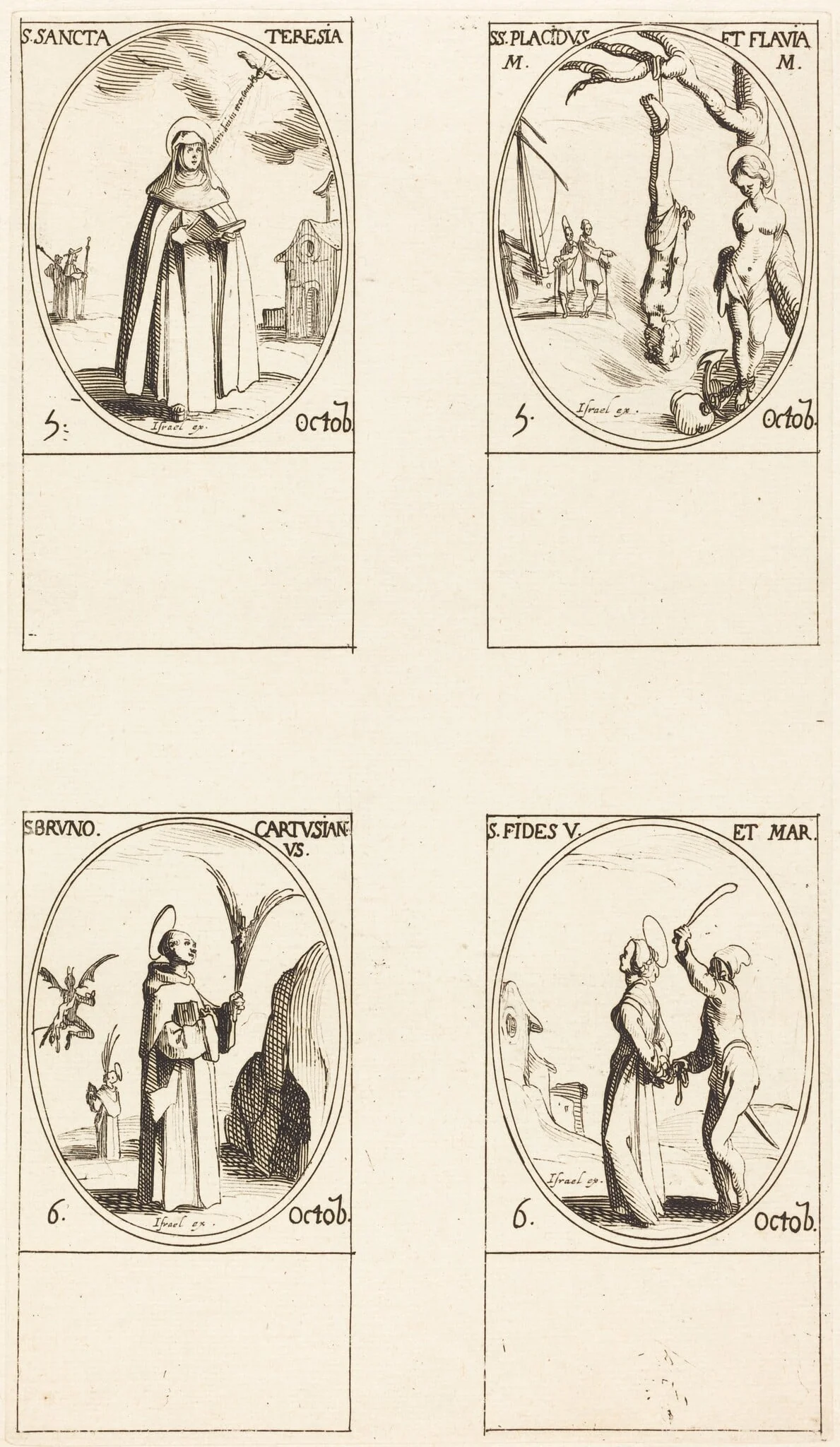 St. Theresa; St. Placidus and Flavia; St. Bruno; St. Faith, detail