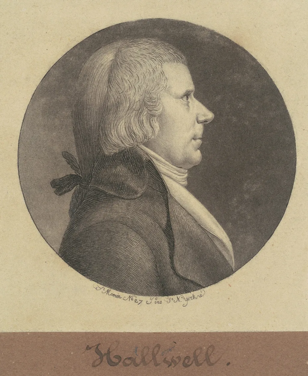 Hallwell, by Charles B. J. Févret de Saint-Mémin, ink, 1796