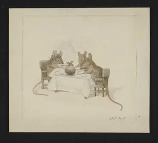 The Christmas dinner, by Beatrix Potter, watercolor, 1893
