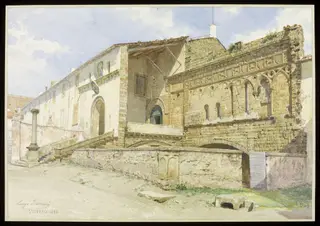 The Episcopal Palace at Viterbo, Italy, by Luigi Bazzani, watercolor, 1894