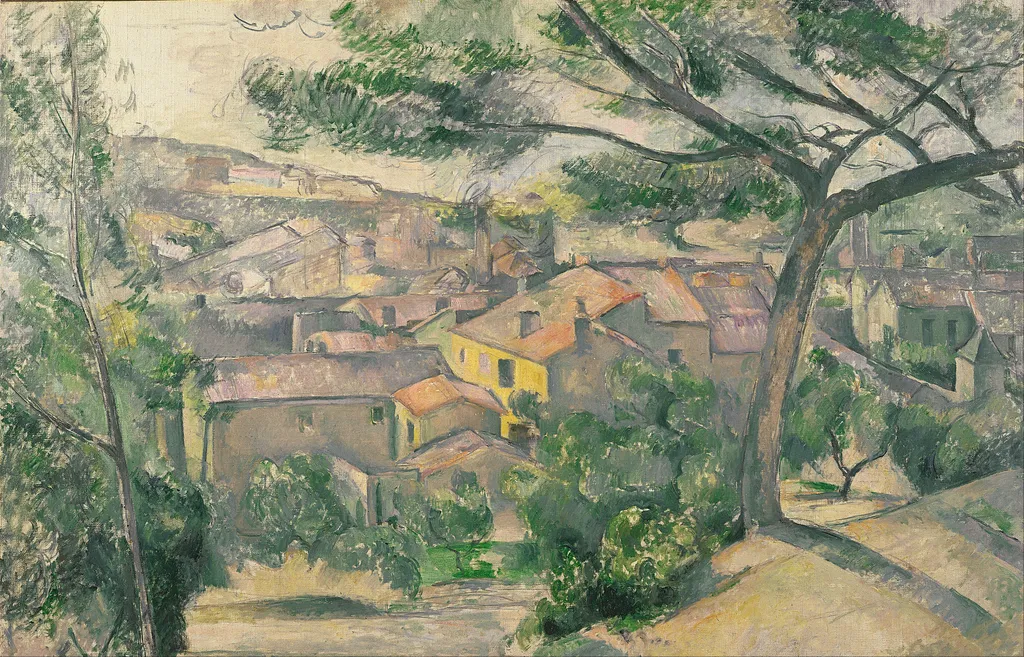 Morning View of L'Estaque Against the Sunlight, by Paul Cezanne, oil, 1892