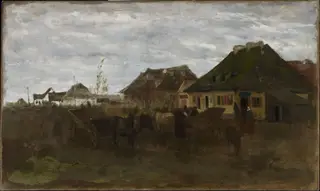 Winter in a small town, sketch I, by Maksymilian Gierymski, oil, 1872