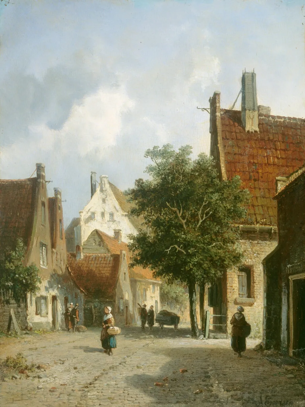 Amsterdam Street Scene, by Adrianus Eversen, oil, 1858