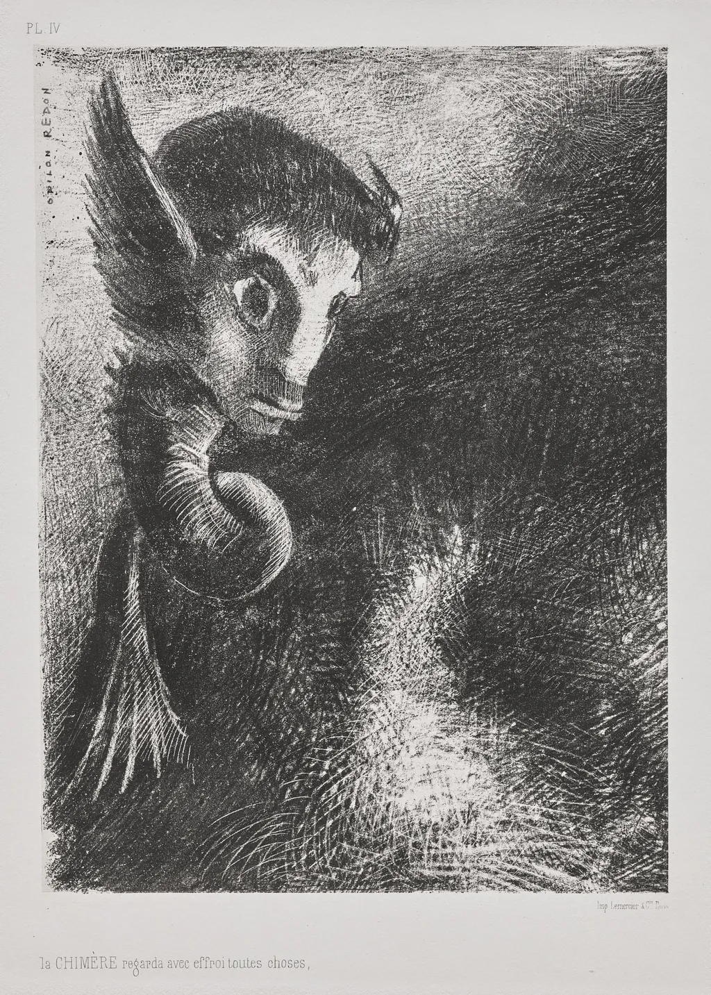 The Chimera Gazed at All Things with Fear, by Odilon Redon, 1886