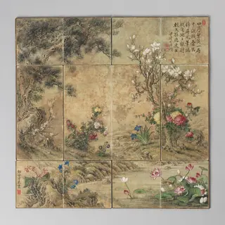 Chinese chessboard painted with flowers of the four seasons, by Giuseppe Castiglione, ink, 1750
