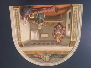 Copy after the Death of Santa Fina, Domenico Ghirlandaio in Collegiata, San Gimignano (Siena), by Giuseppe Gnoli, watercolor, 1888