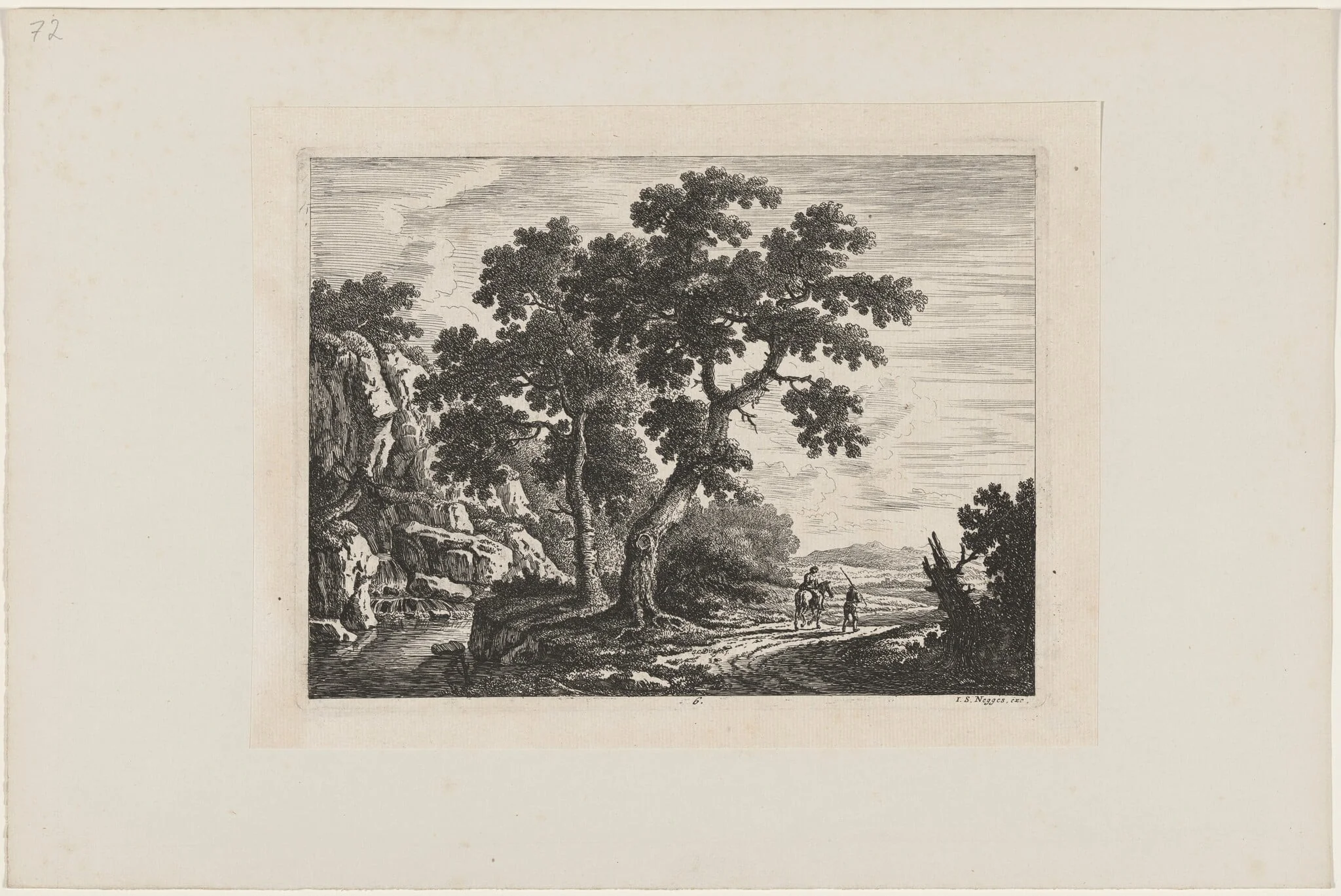 Rider on a Path by a Waterfall, detail