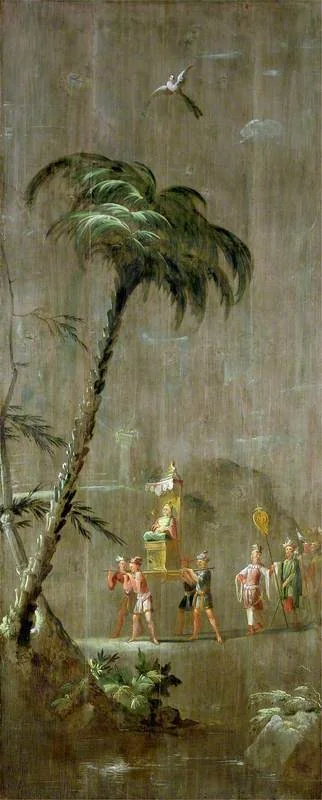 A Chinese Dignitary Seated on a Throne, detail