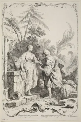 Rebecca at the Well, by Joseph Wagner, ink, 1745