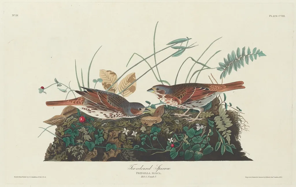 Two-colored Sparrow, by Robert Havell Jr., ink, 1831
