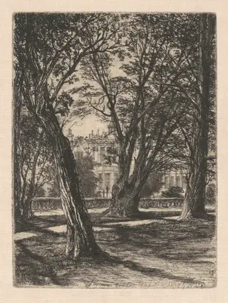 Kensington Gardens, No. 1, by Francis Seymour Haden, ink, 1859