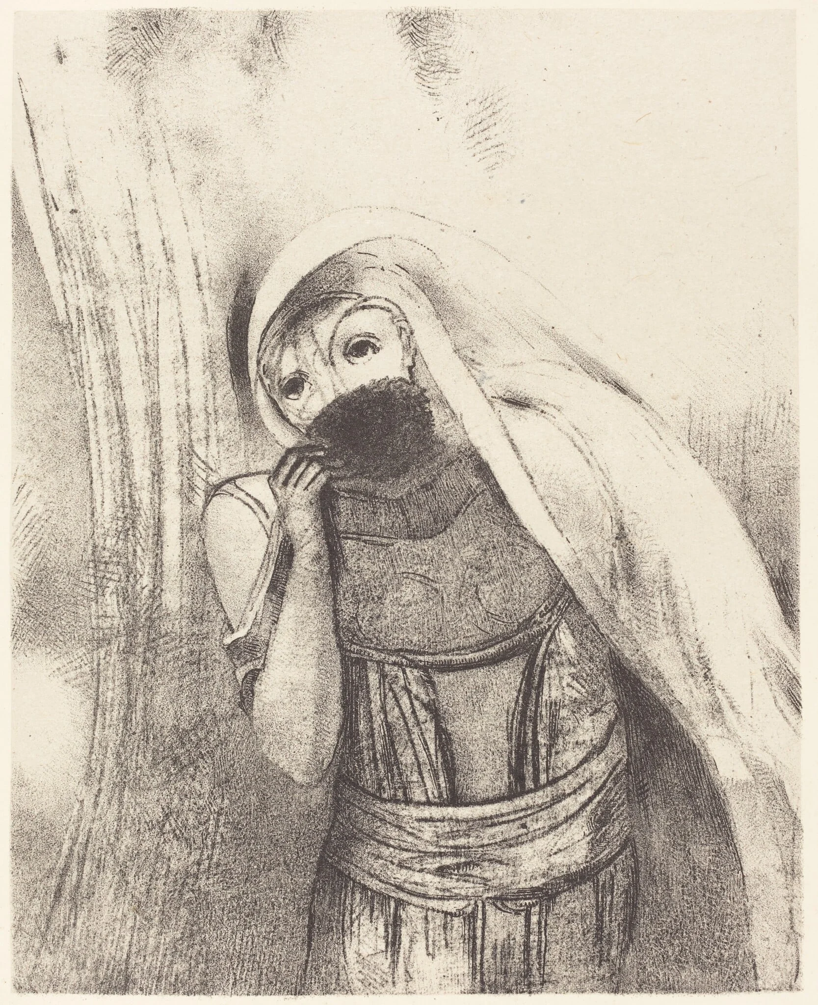 Elle tire de sa poitrine une eponge toute noire, la couvre de baisers (She draws from her bosom a sponge, perfectly black, and covers it with kisses), detail