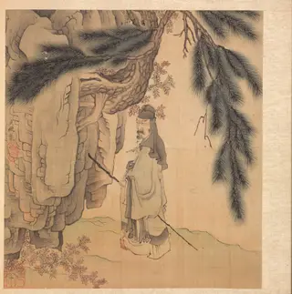 Paintings after Ancient Masters: Scholar with Staff and Brush, by Chen Hongshou, unspecified, 1625