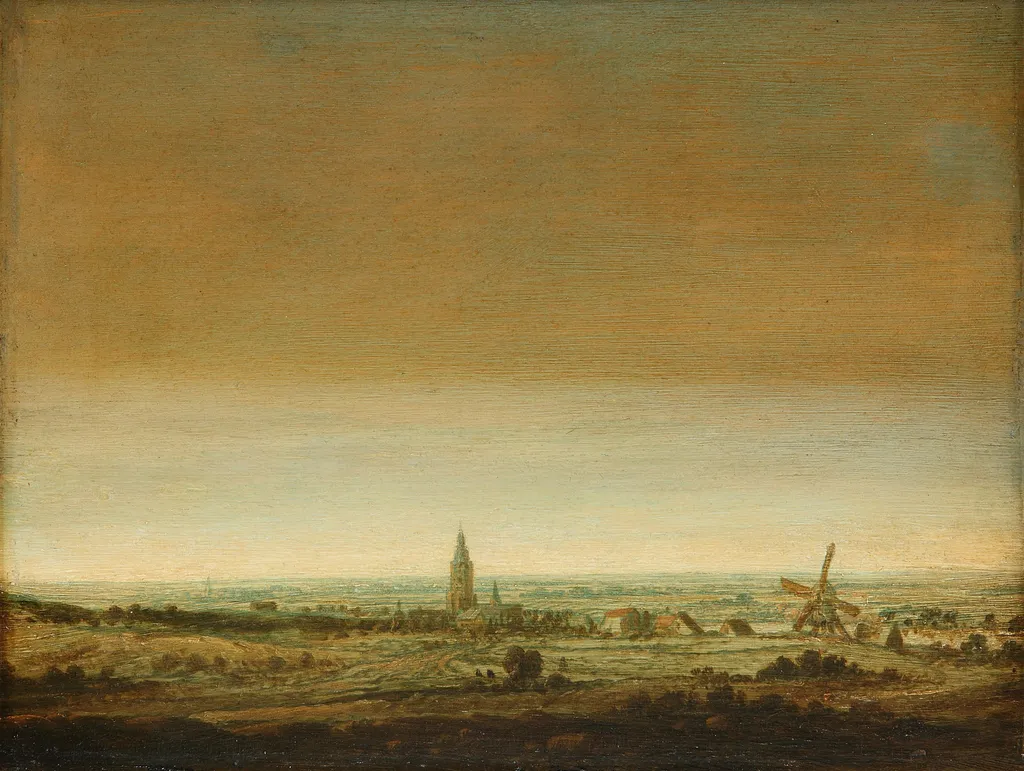 Landscape with City on a River, by Hercules Segers, oil, 1629