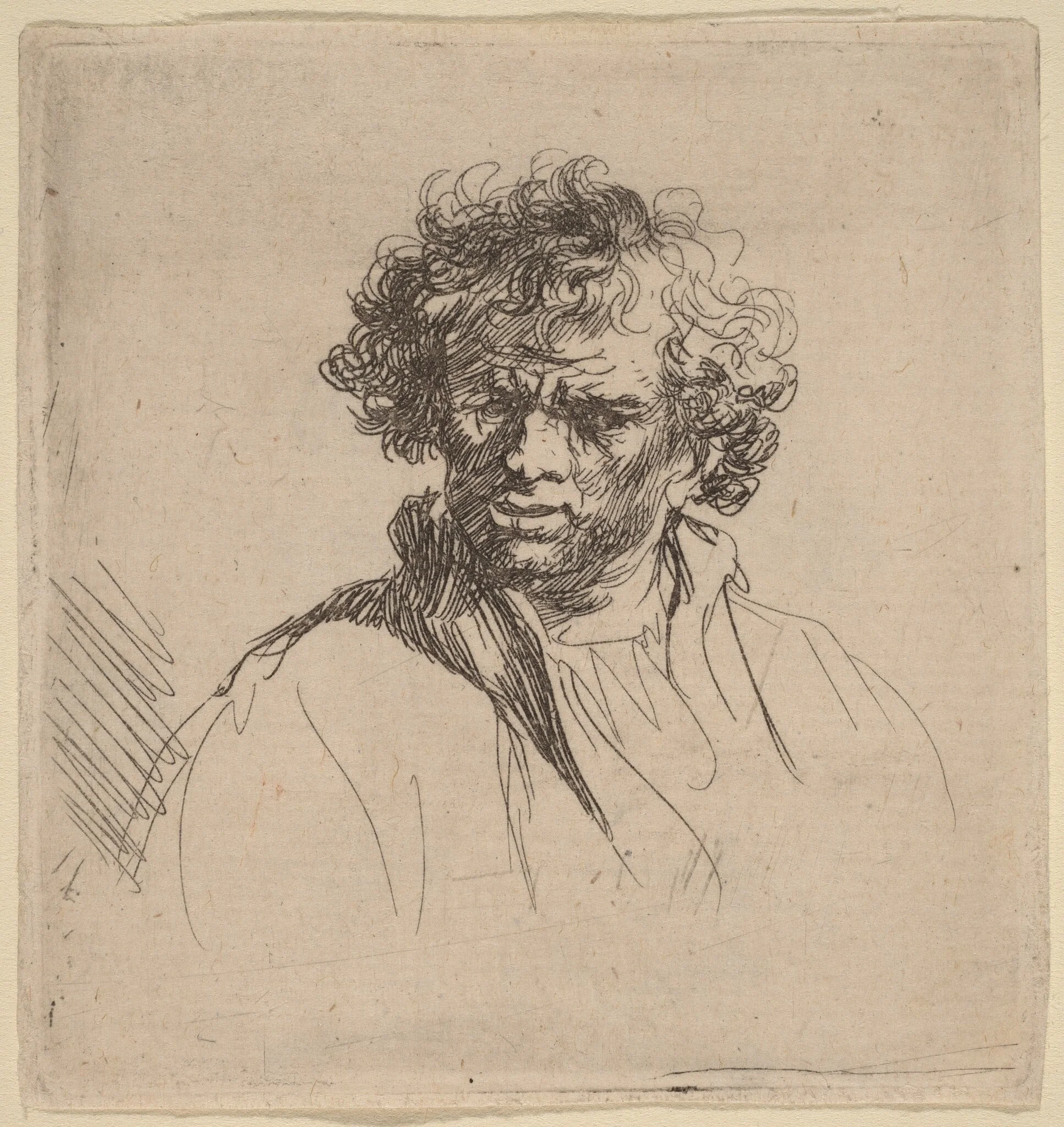 Curly-Headed Man with a Wry Mouth, detail