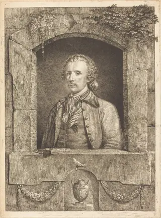 Self-Portrait, by Antoine de Marcenay de Ghuy, ink, 1768