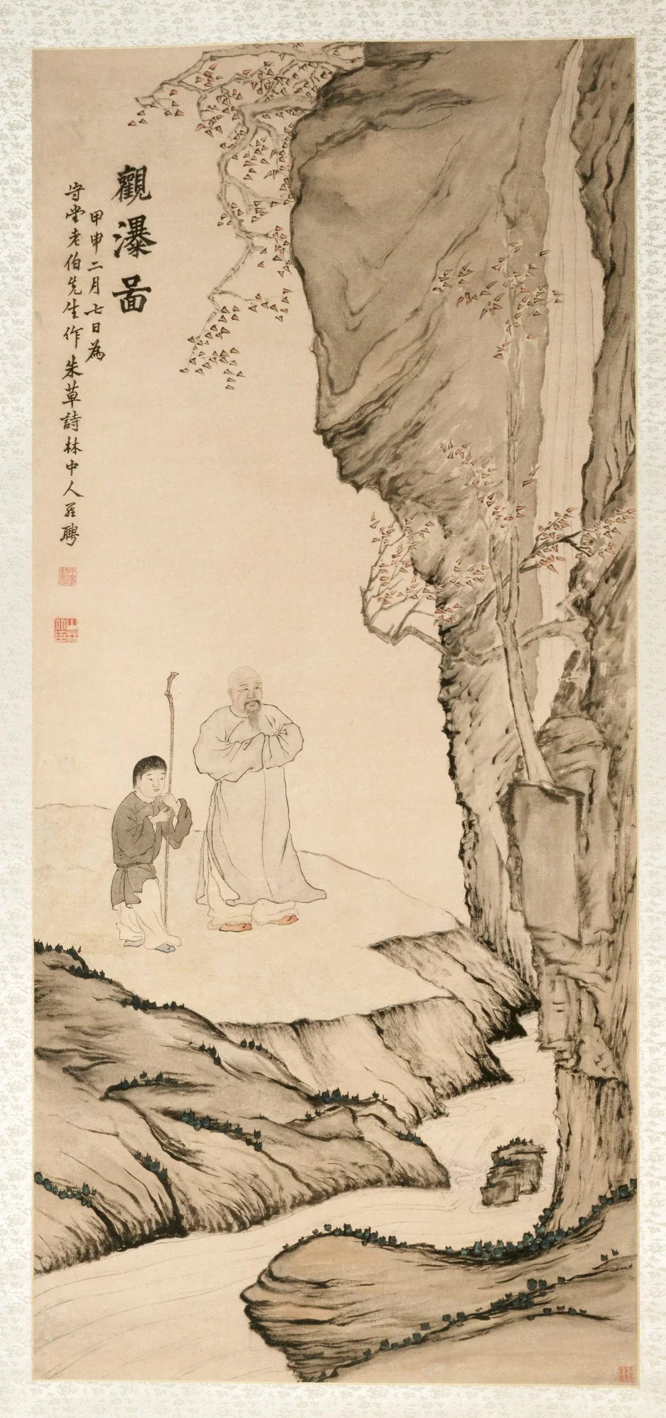 Scholar Watching the Waterfall, detail