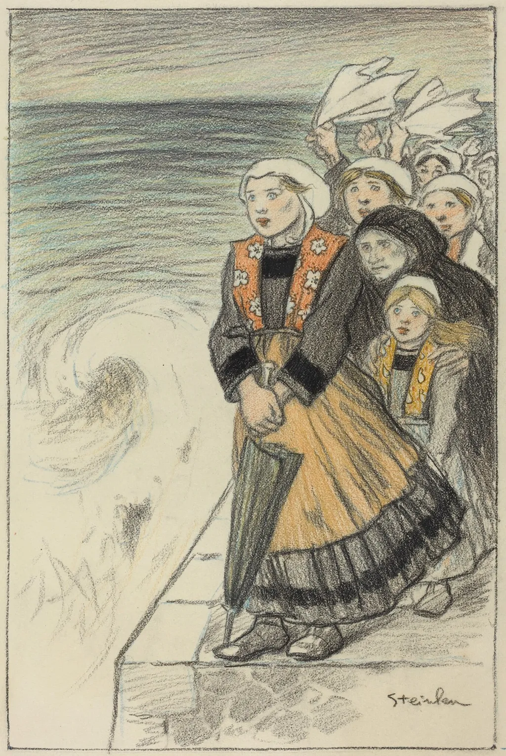 Sailors' Wives, by Théophile Alexandre Steinlen, pastel, 1896