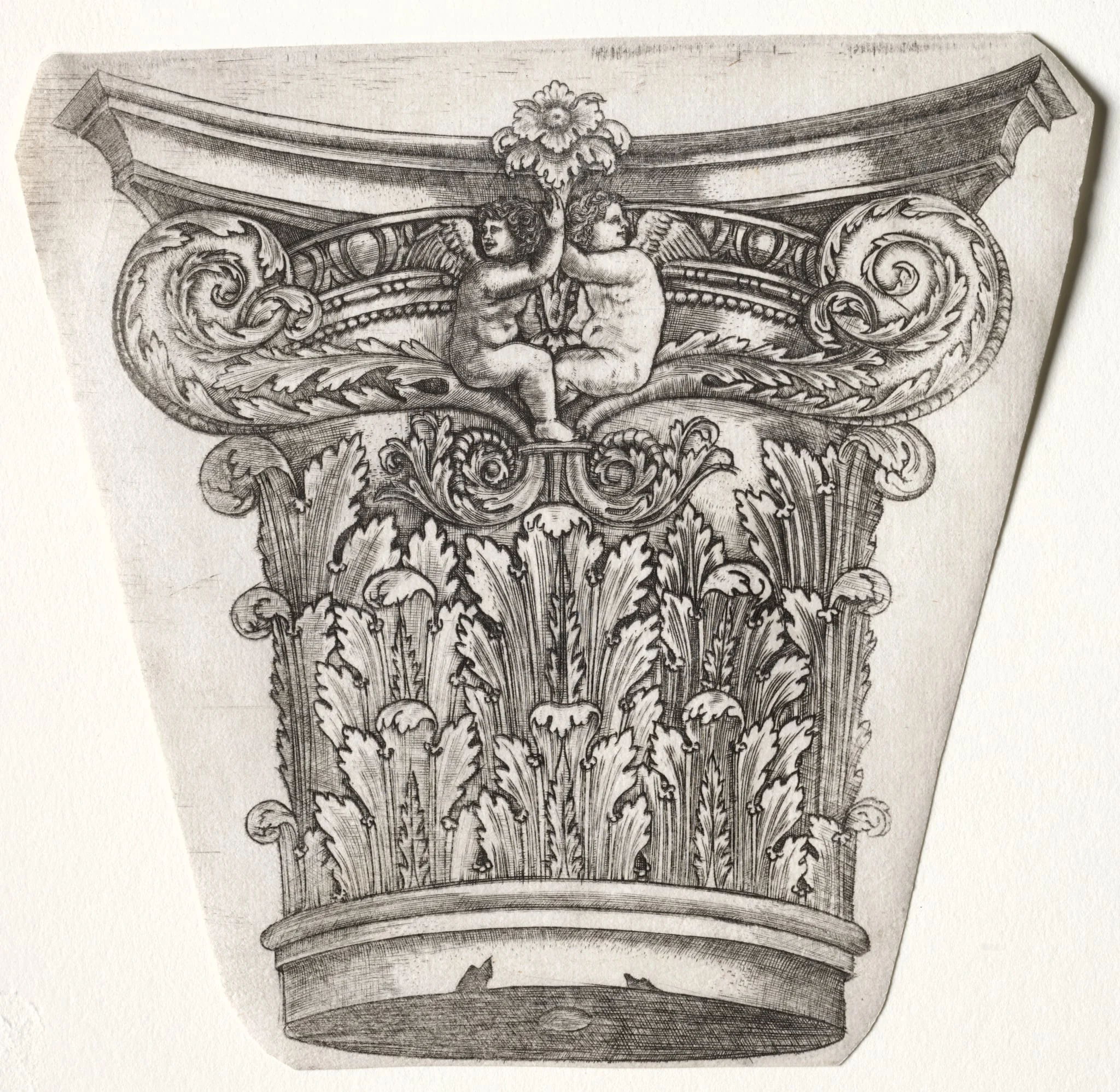Base and Capital with Putti (capital), detail