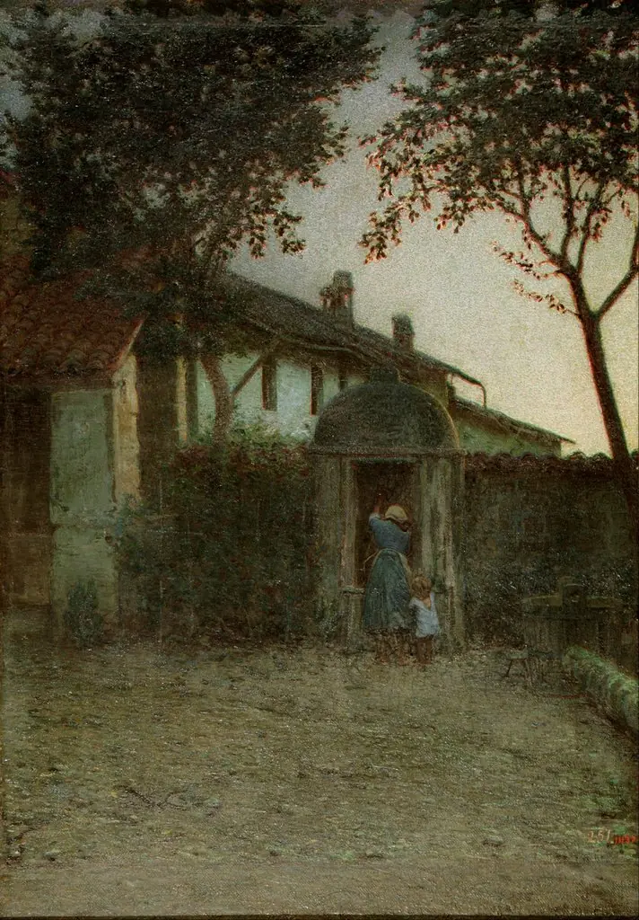 Dawn, by Angelo Morbelli, oil, 1896