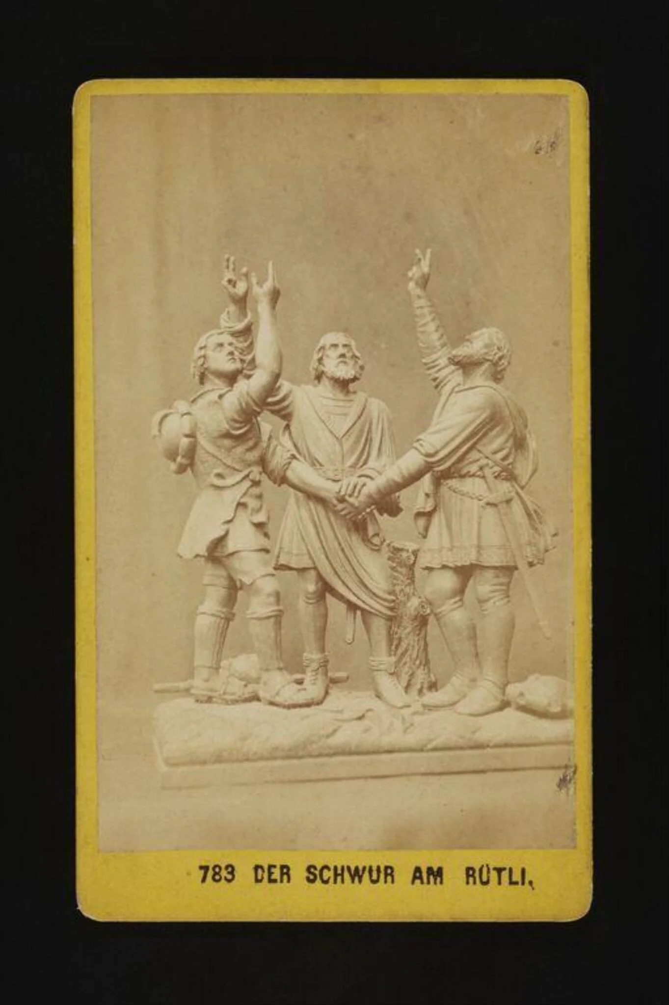 A photograph of 'der schwur am rutli' statue, detail