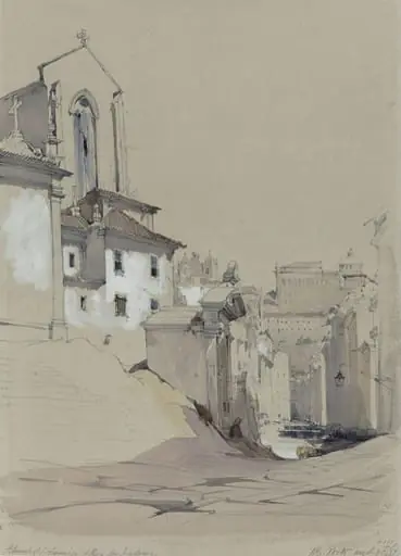 Church of San Francisco and Rua dos Ingleses, Oporto, by James Holland, watercolor, 1837