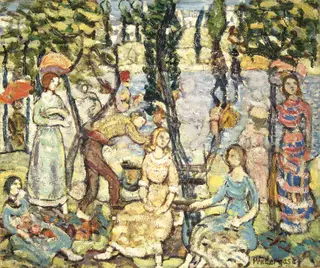 Group of Figures, by Maurice Prendergast, oil, 1918