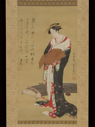 Female Entertainer with a Koto, by Utagawa Toyoharu, unspecified, 1793