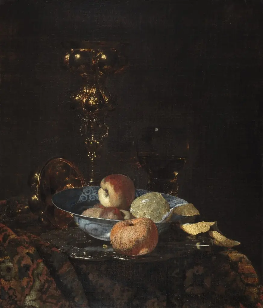 Still Life with Columbine Goblet, by Willem Kalf, oil, 1660