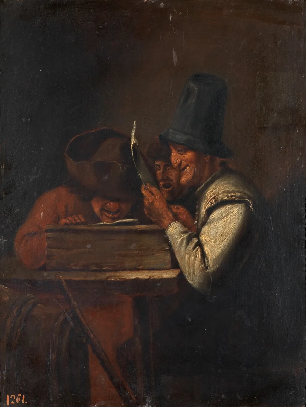 El terceto burlesco, by Joos van Craesbeeck, oil, 1601