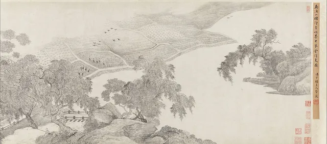 Wu Li, Whiling Away the Summer at the Ink-Well Thatched Hut, handscroll, ink on paper.