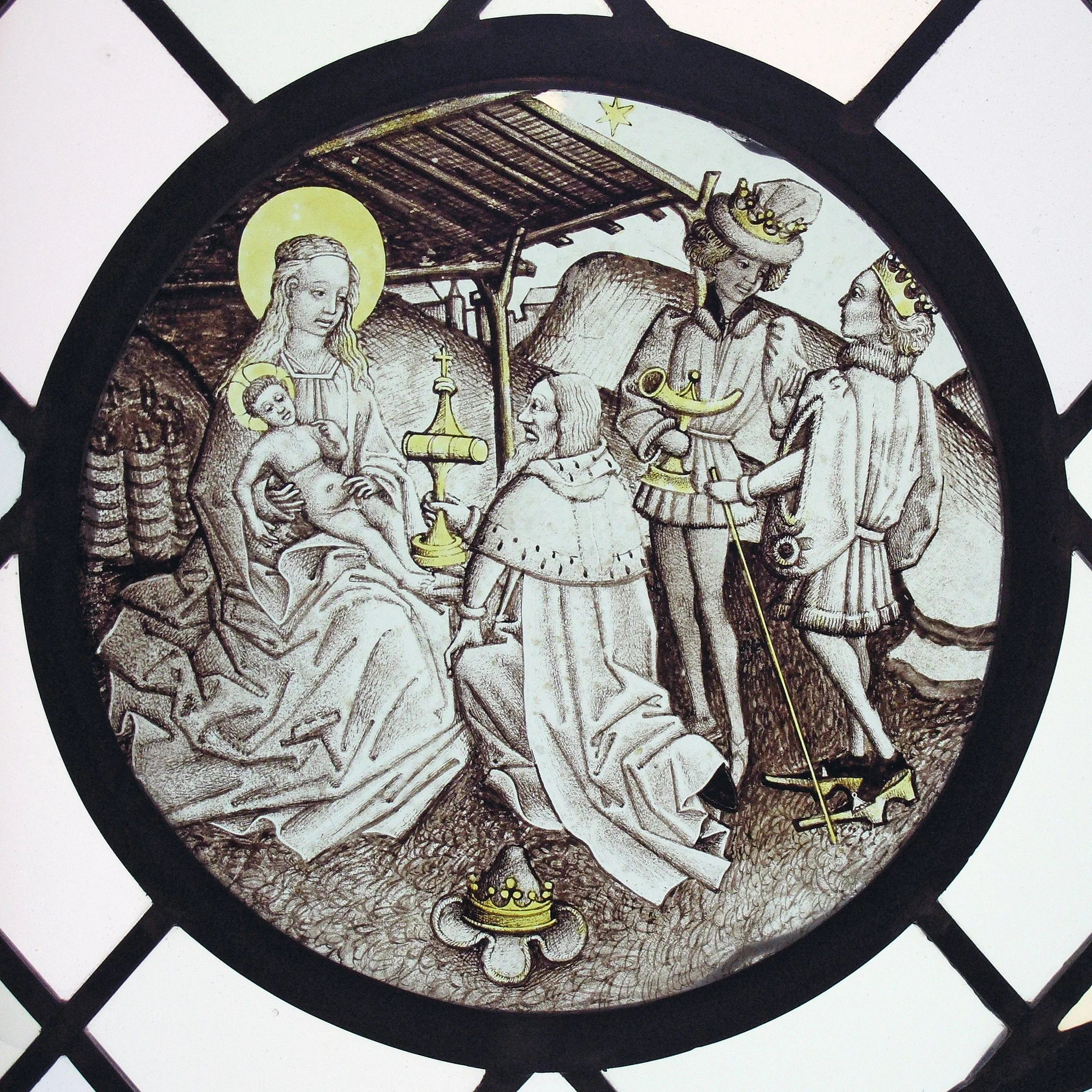 Roundel with Adoration of the Magi, detail