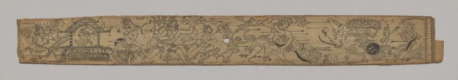 The Monkeys and Bears Fight Ravana and His Demons (verso), from a Romance of Chandrabhanu and Lavanyavati of Upendra Bhanja (Indian, died 1740), detail