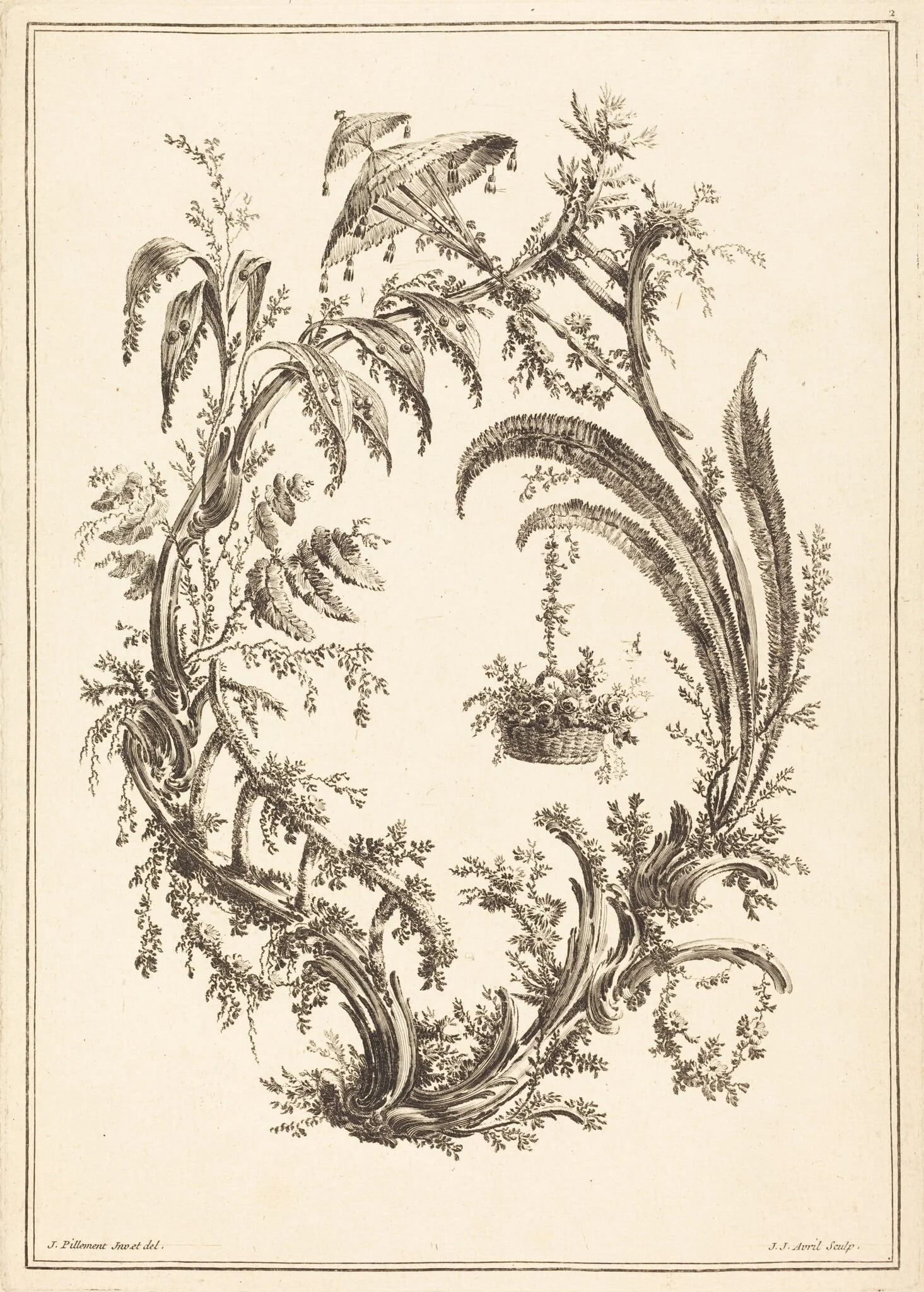 Ornament with Parasol and Hanging Basket, detail