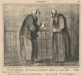 Oh! Mamechaboulard ... qu'est-ce qu'y va ... arriver ..., by Honoré Daumier, ink, 1858