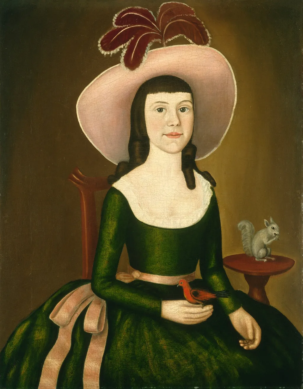 Miss Denison of Stonington, Connecticut (possibly Matilda Denison), by The Denison Limner, oil, 1790