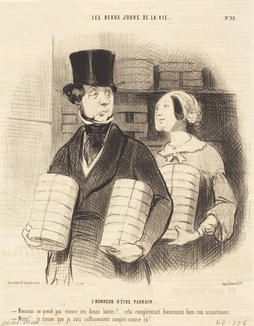 L'honneur d'être parrain, by Honoré Daumier, ink, 1844