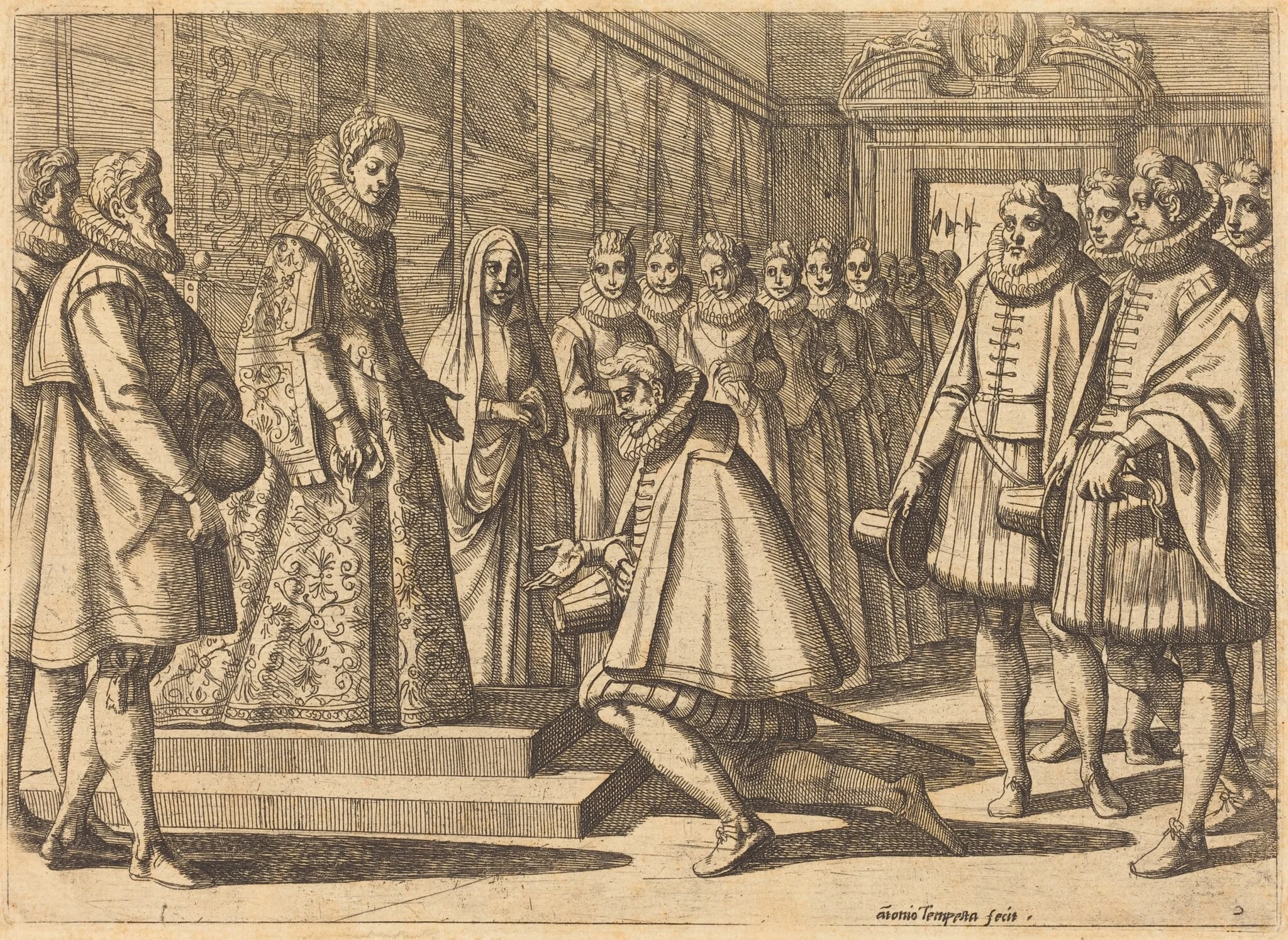 Philip of Spain before Margaret of Austria, detail