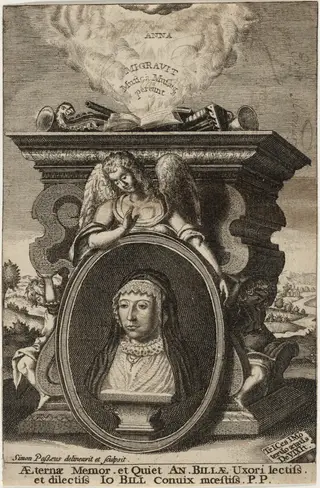 Anne Bill, by Simon van de Passe, ink, 1621