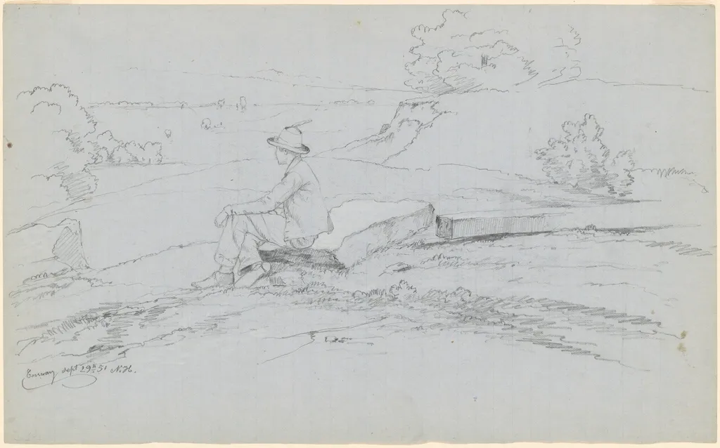 Study for "White Mountains from North Conway, New Hampshire" [recto], by David Johnson, gouache, 1851