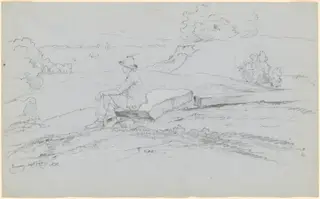 Study for "White Mountains from North Conway, New Hampshire" [recto], by David Johnson, gouache, 1851