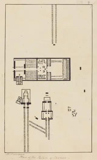 Plan of the Palace of Carnac, by Maria Denman, ink, 1829