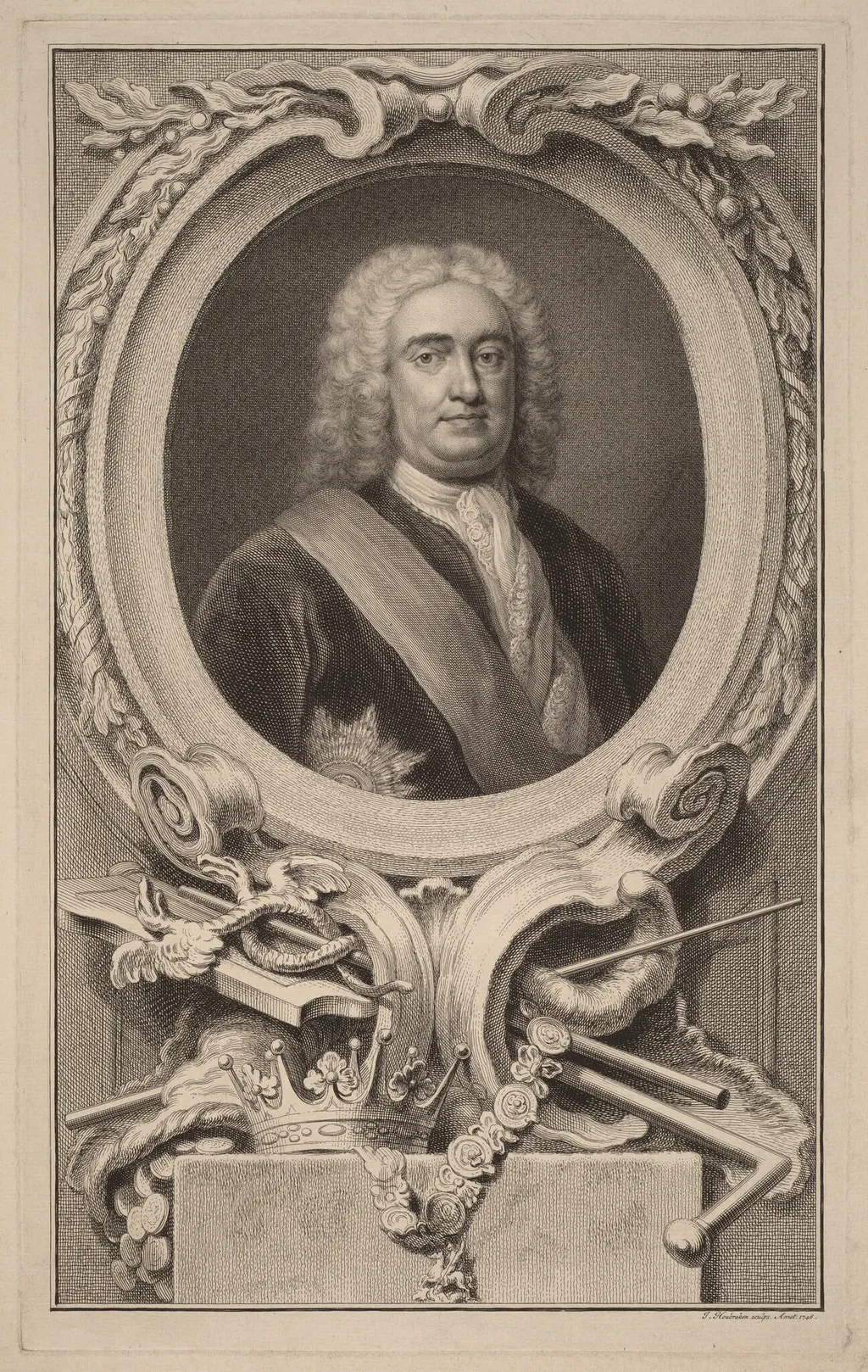 Robert Walpole, 1st Earl of Orford, by Jacobus Houbraken, ink, 1746