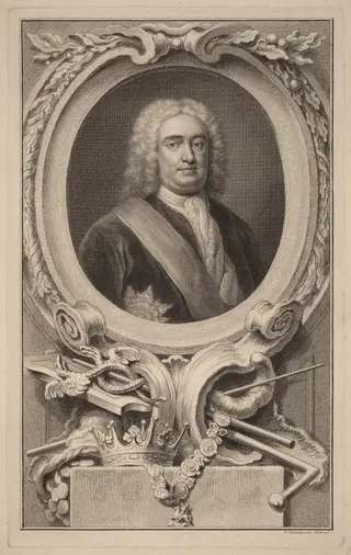 Robert Walpole, 1st Earl of Orford, by Jacobus Houbraken, ink, 1746