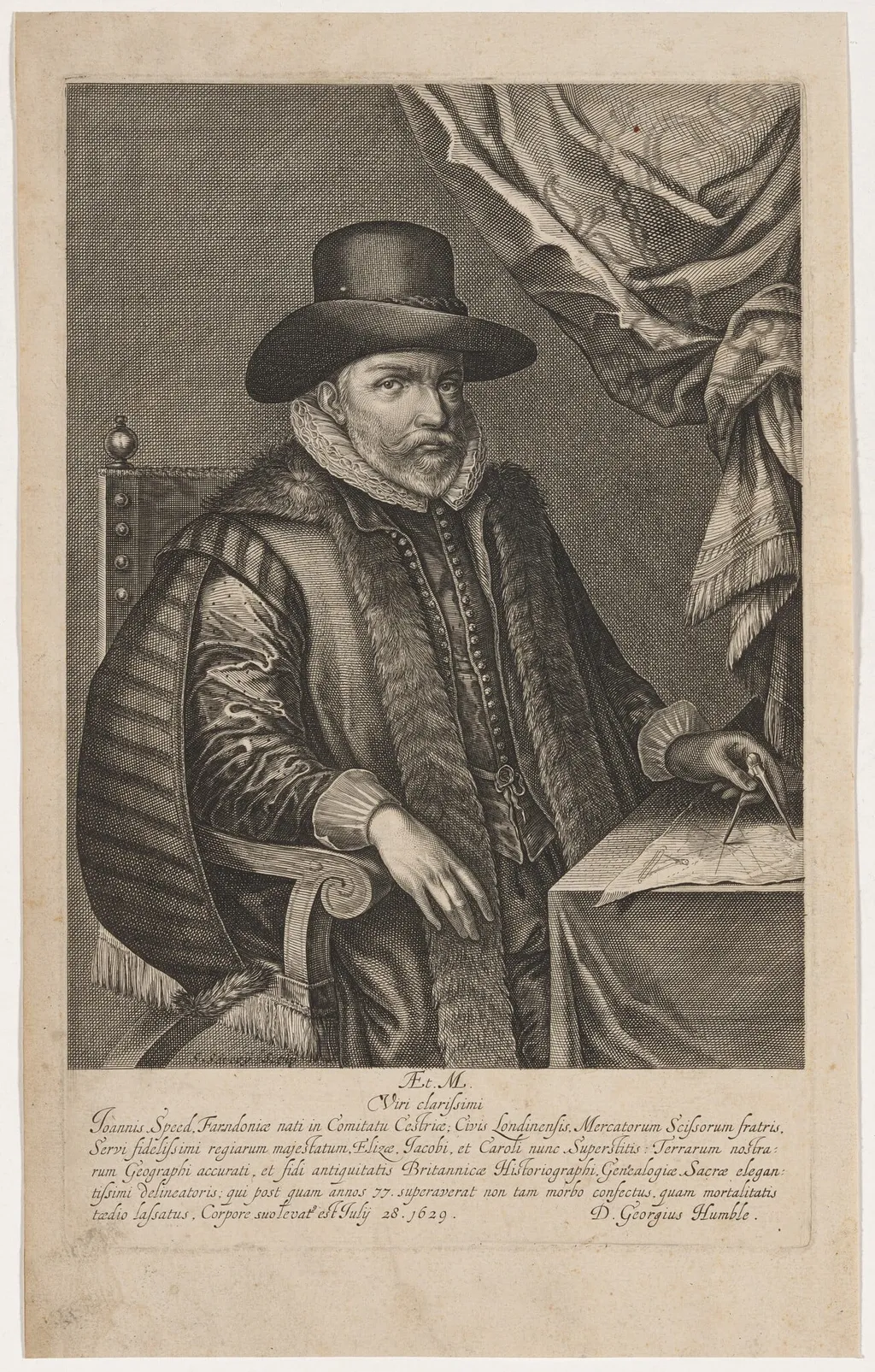 John Speed, by Salomon Savery, ink, 1630
