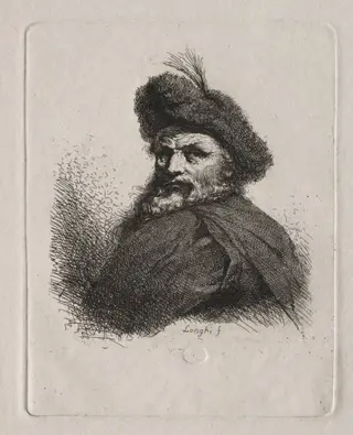 Bust of a Man with a Fur Cap, by Giuseppe Longhi, 1804